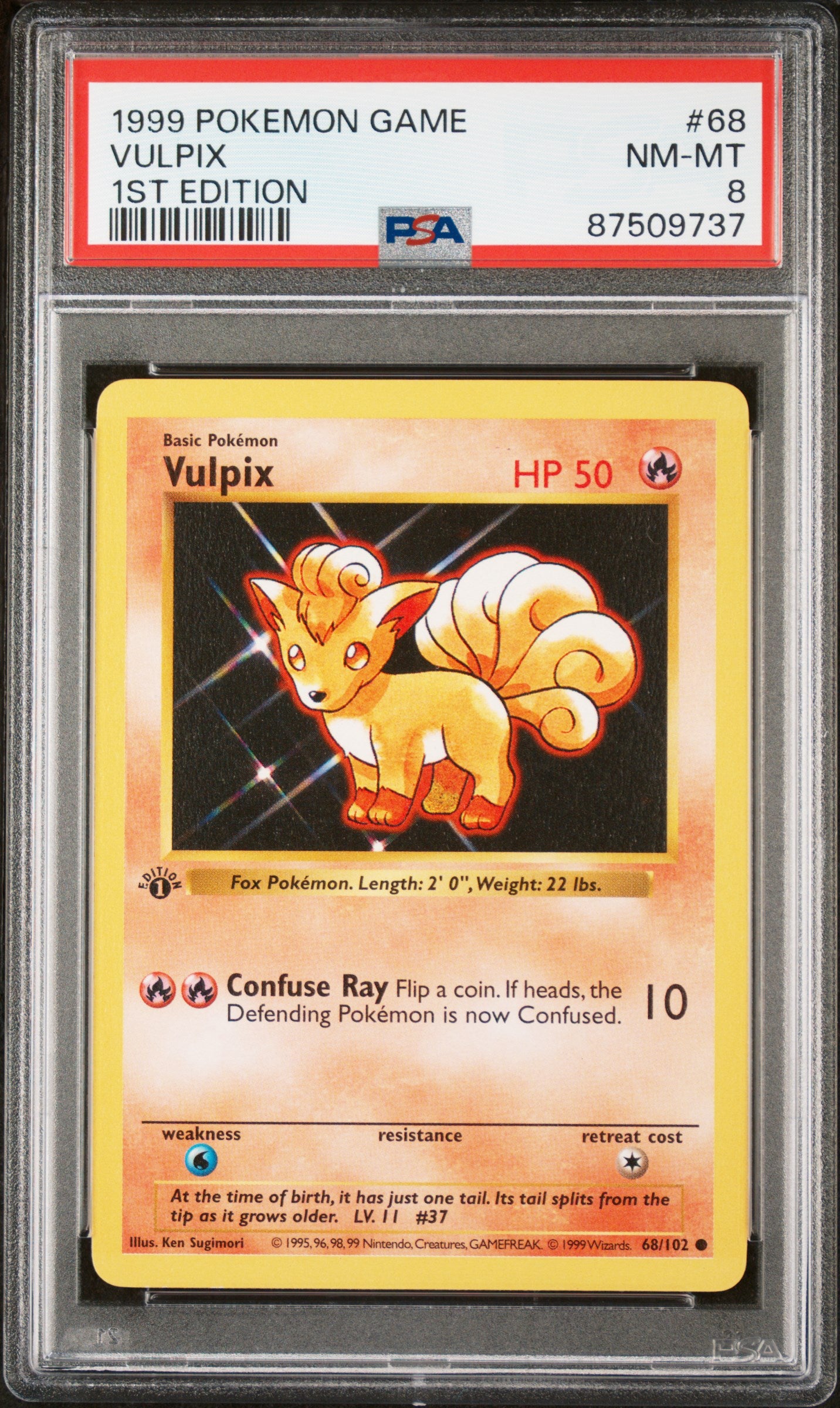 1999 Pokemon Game #68 Vulpix 1st Edition PSA 8