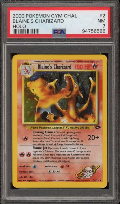 2000 Pokemon Gym Challenge #2 Blaine'S Charizard Holo PSA 7