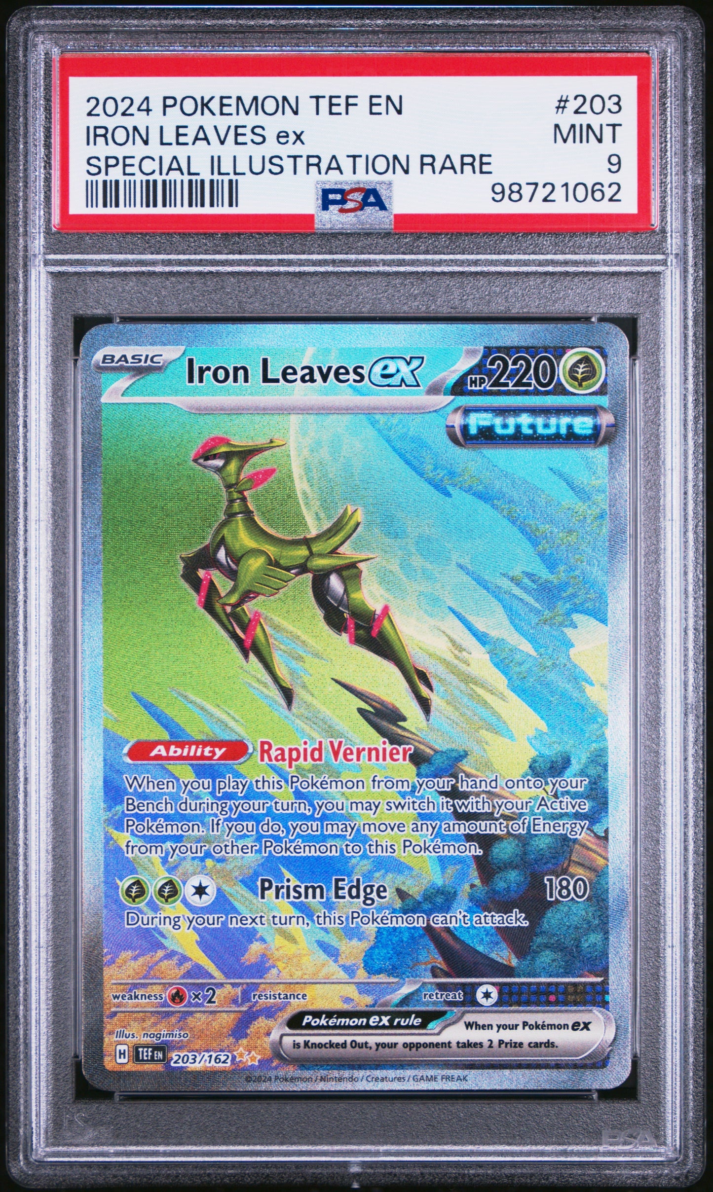 2024 Pokemon Temporal Forces #203 Iron Leaves Ex SIR Rare PSA 9