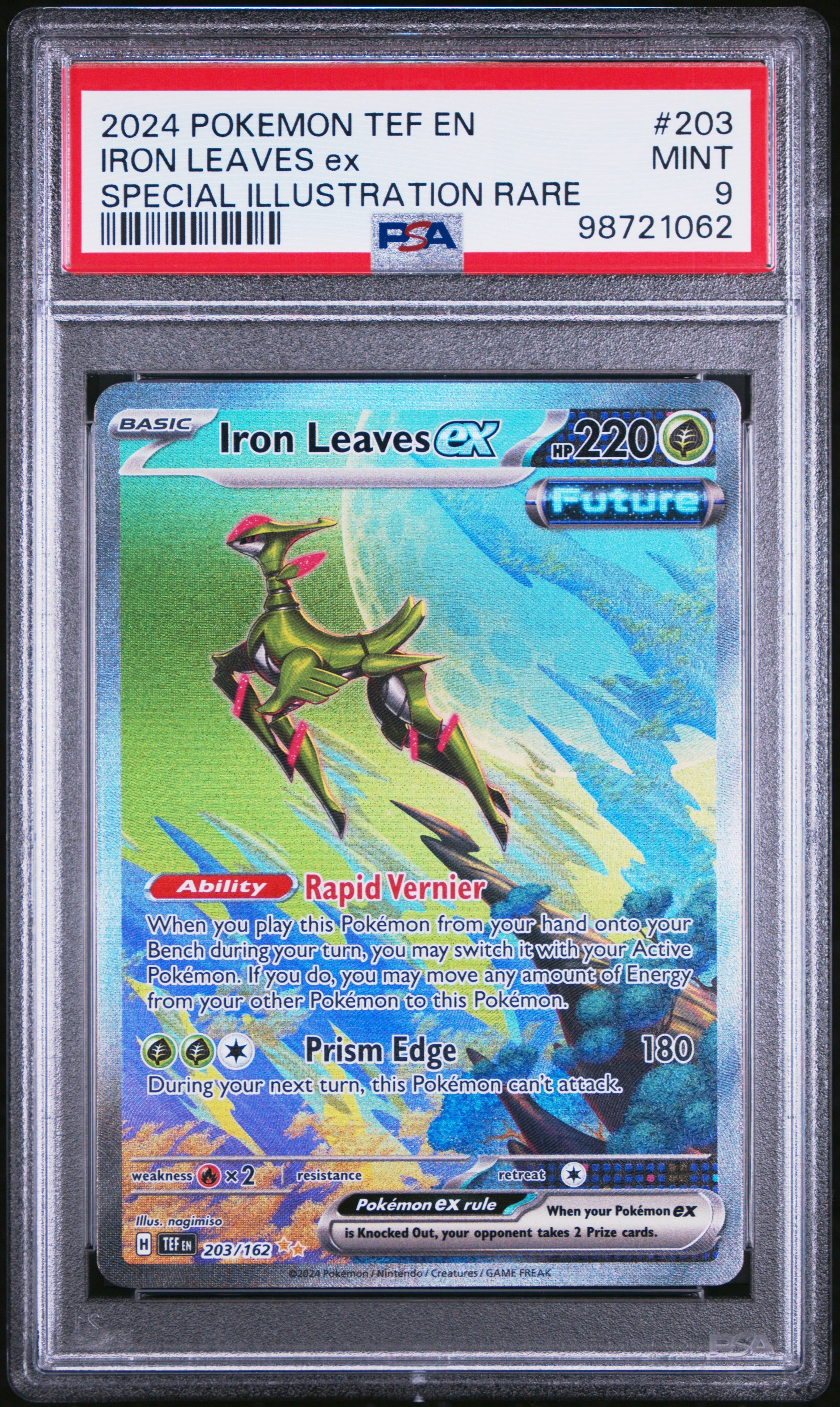 2024 Pokemon Temporal Forces #203 Iron Leaves Ex SIR Rare PSA 9