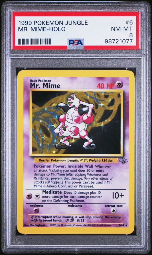 1999 Pokemon Jungle #6 Mr. Mime-Holo PSA 8