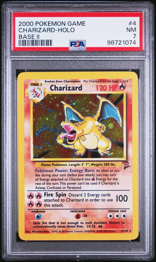 2000 Pokemon Game Base Ii #4 Charizard-Holo Base Ii PSA 7