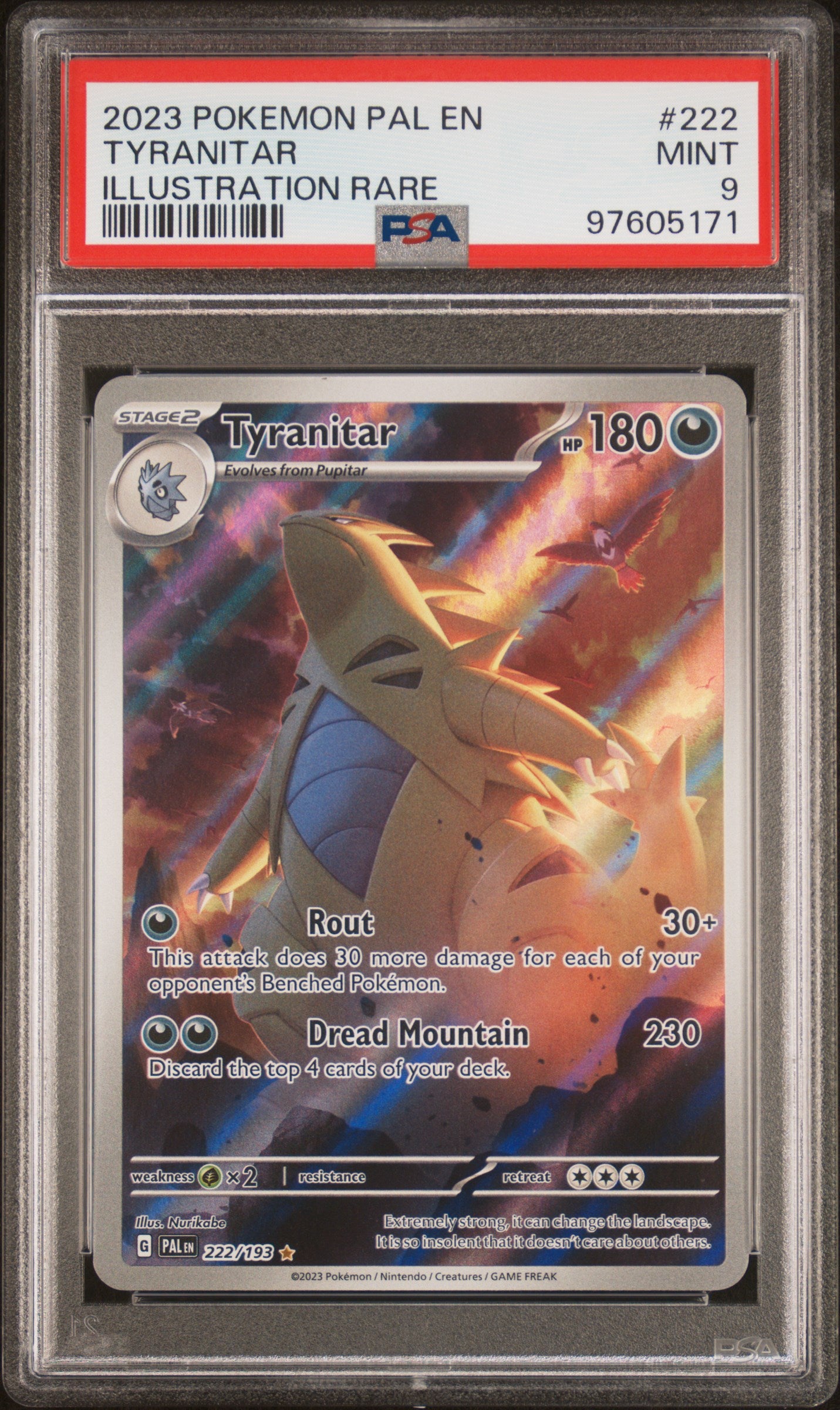 2023 Pokemon Pal En-Paldea Evolved #222 Tyranitar Illustration Rare PSA 9