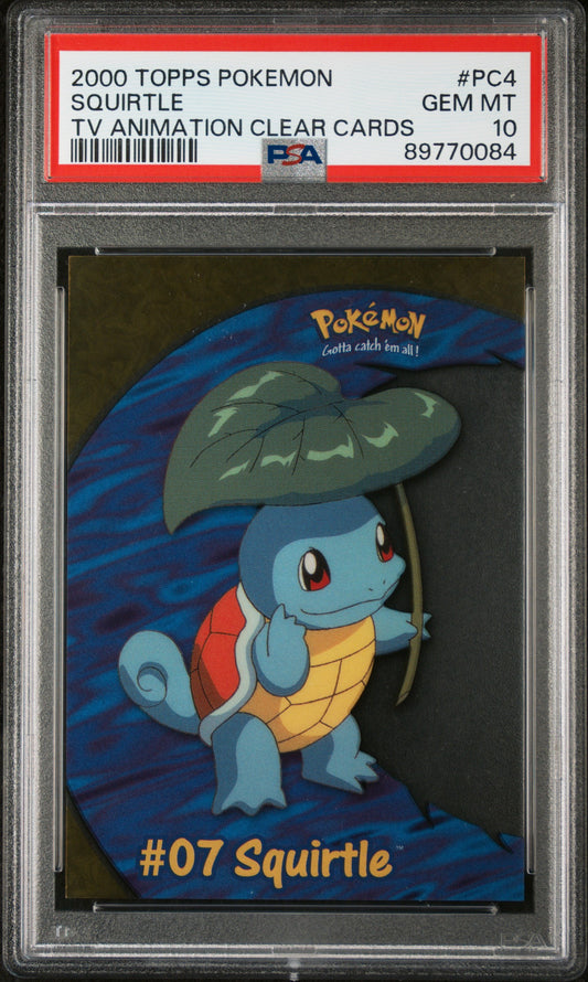 2000 Topps Pokemon Tv Animation Clear Cards #PC4 Squirtle Tv Animation PSA 10