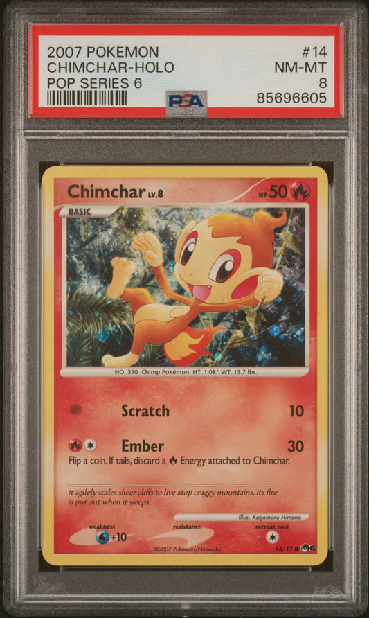 2007 Pokemon Pop Series 6 #14 Chimchar-Holo PSA 8