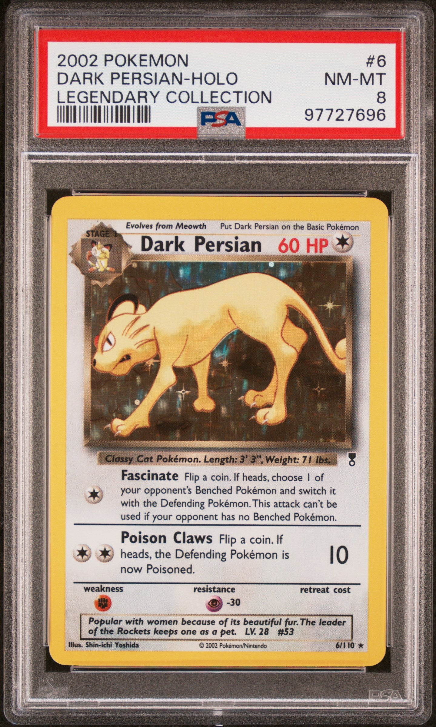 2002 Pokemon Legendary Collection #6 Dark Persian-Holo PSA 8