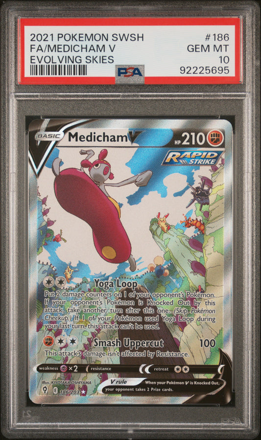 2021 Pokemon Sword & Shield Evolving Skies #186 Fa/Medicham V PSA 10