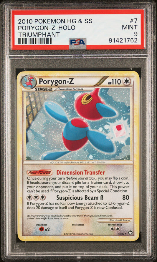 2010 Pokemon Heartgold & Soulsilver Triumphant #7 Porygon-Z-Holo PSA 9