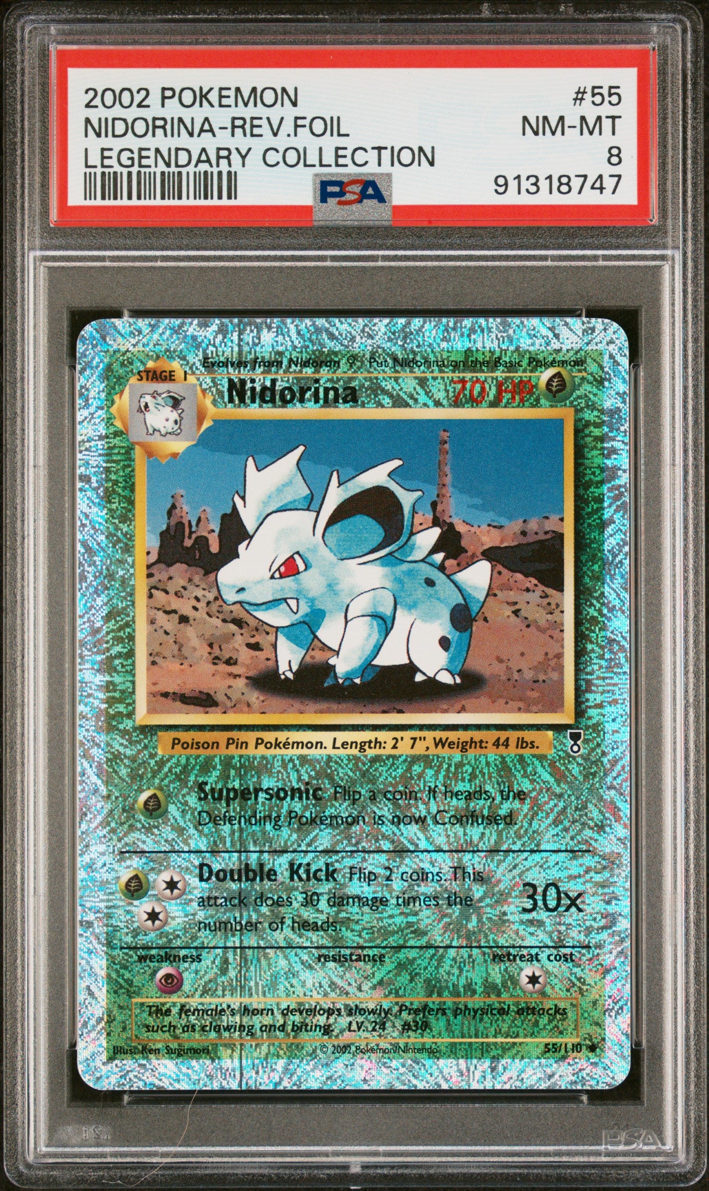 2002 Pokemon Legendary Collection #55 Nidorina-Rev.Foil PSA 8