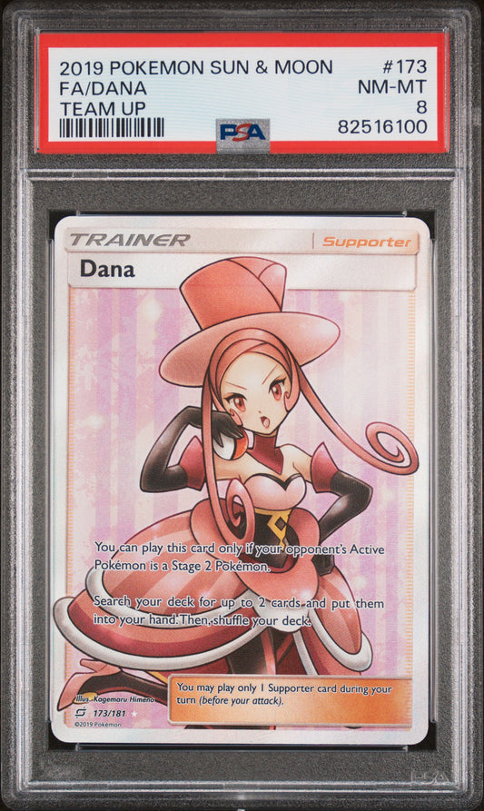 2019 Pokemon Sun & Moon Team Up #173 Fa/Dana PSA 8