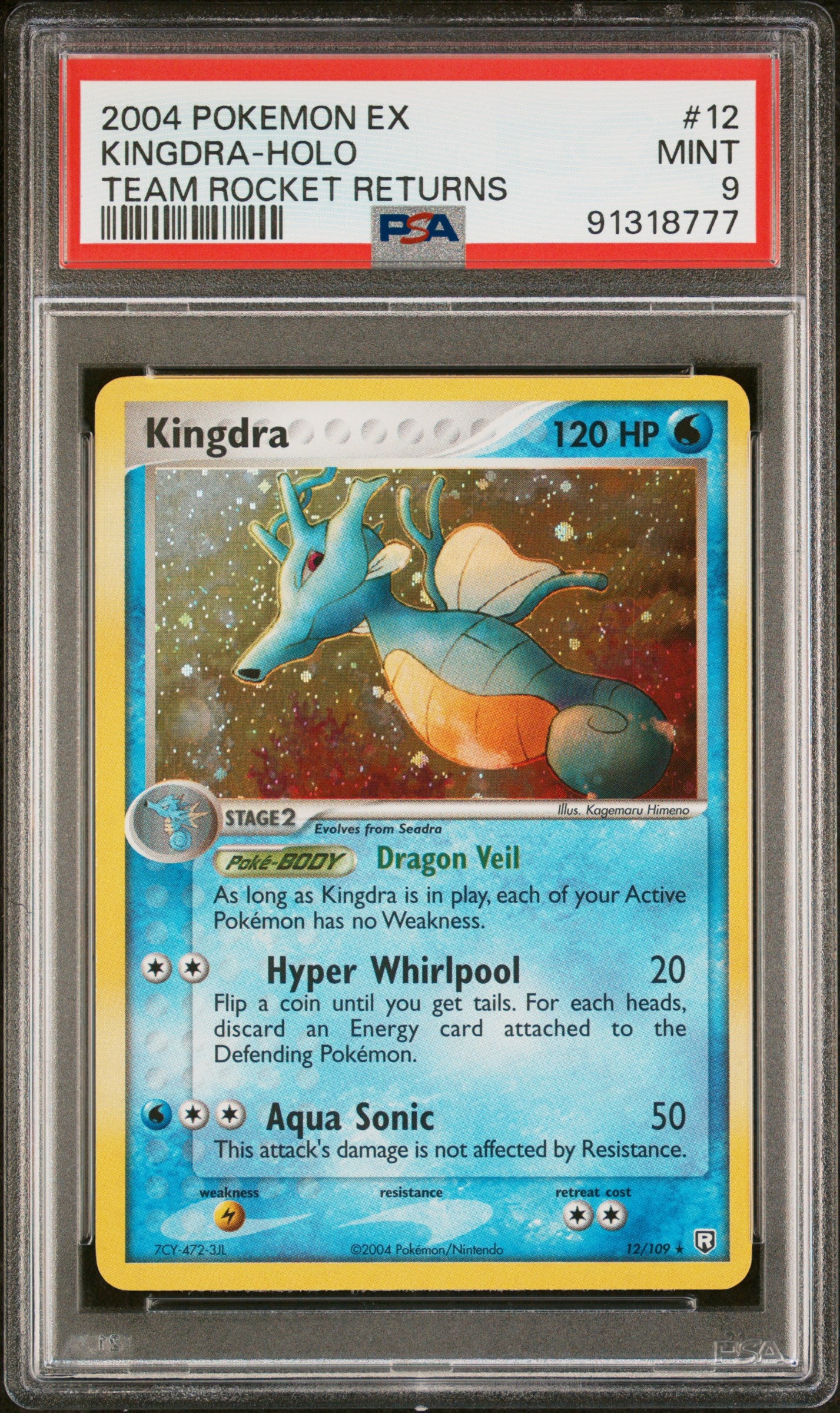 2004 Pokemon Ex Team Rocket Returns #12 Kingdra-Holo PSA 9