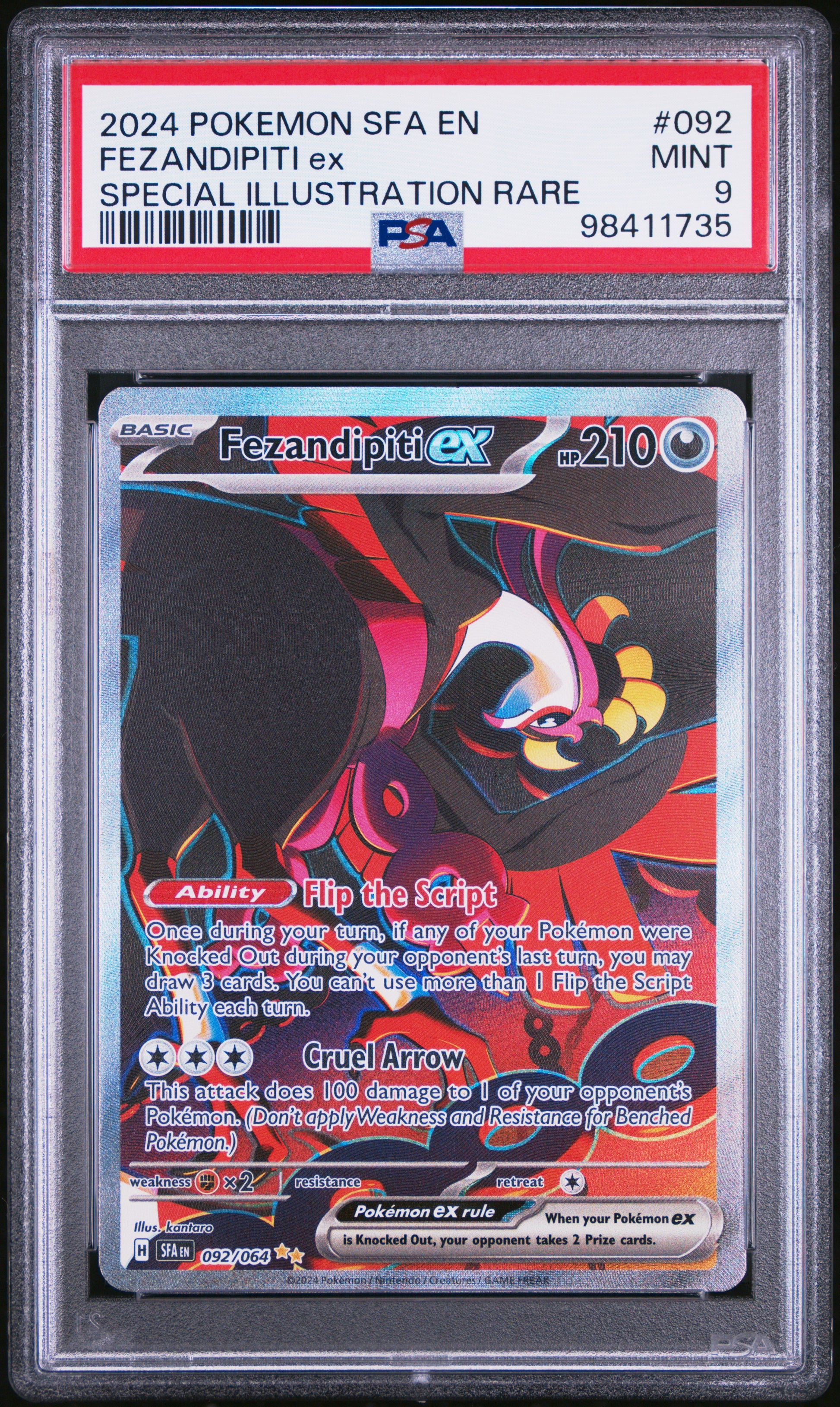 2024 Pokemon Sfa En-Shrouded Fable #092 Fezandipiti Ex PSA 9