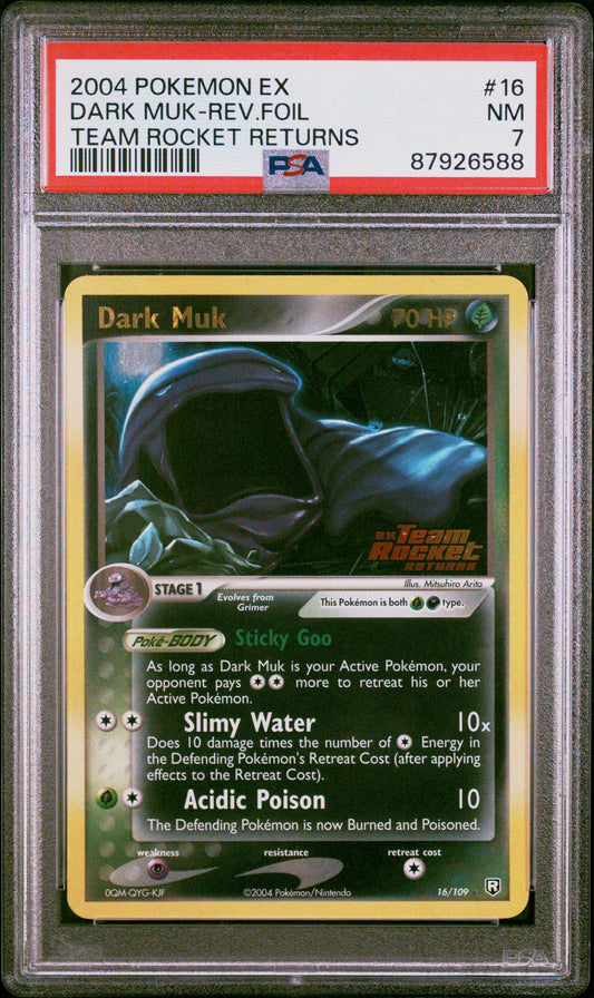 2004 Pokemon Ex Team Rocket Returns #16 Dark Muk-Rev.Foil PSA 7