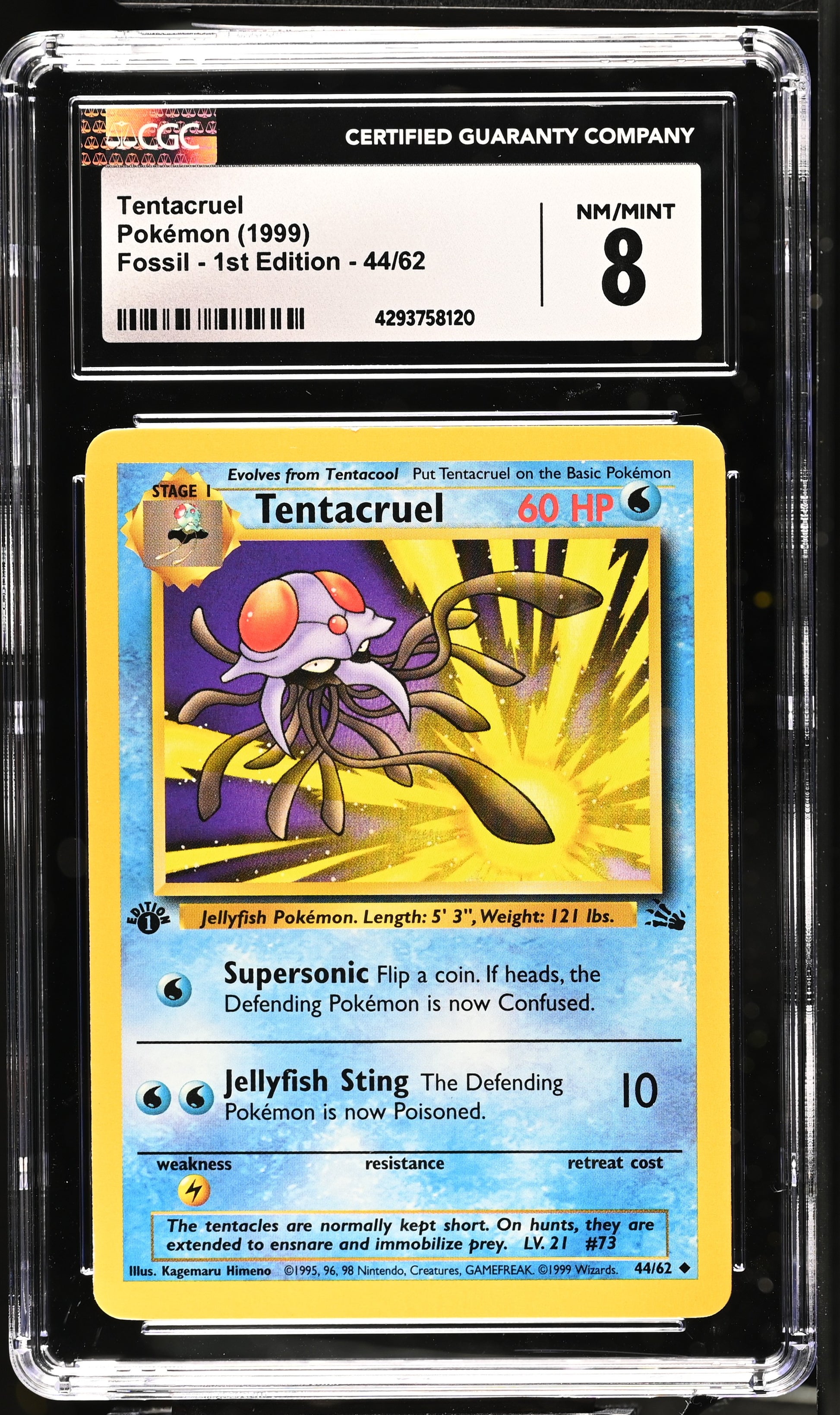 1999 Fossil - 1st Edition #44/62 Tentacruel CGC 8