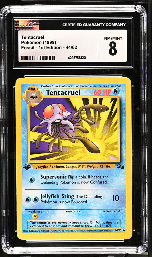 1999 Fossil - 1st Edition #44/62 Tentacruel CGC 8