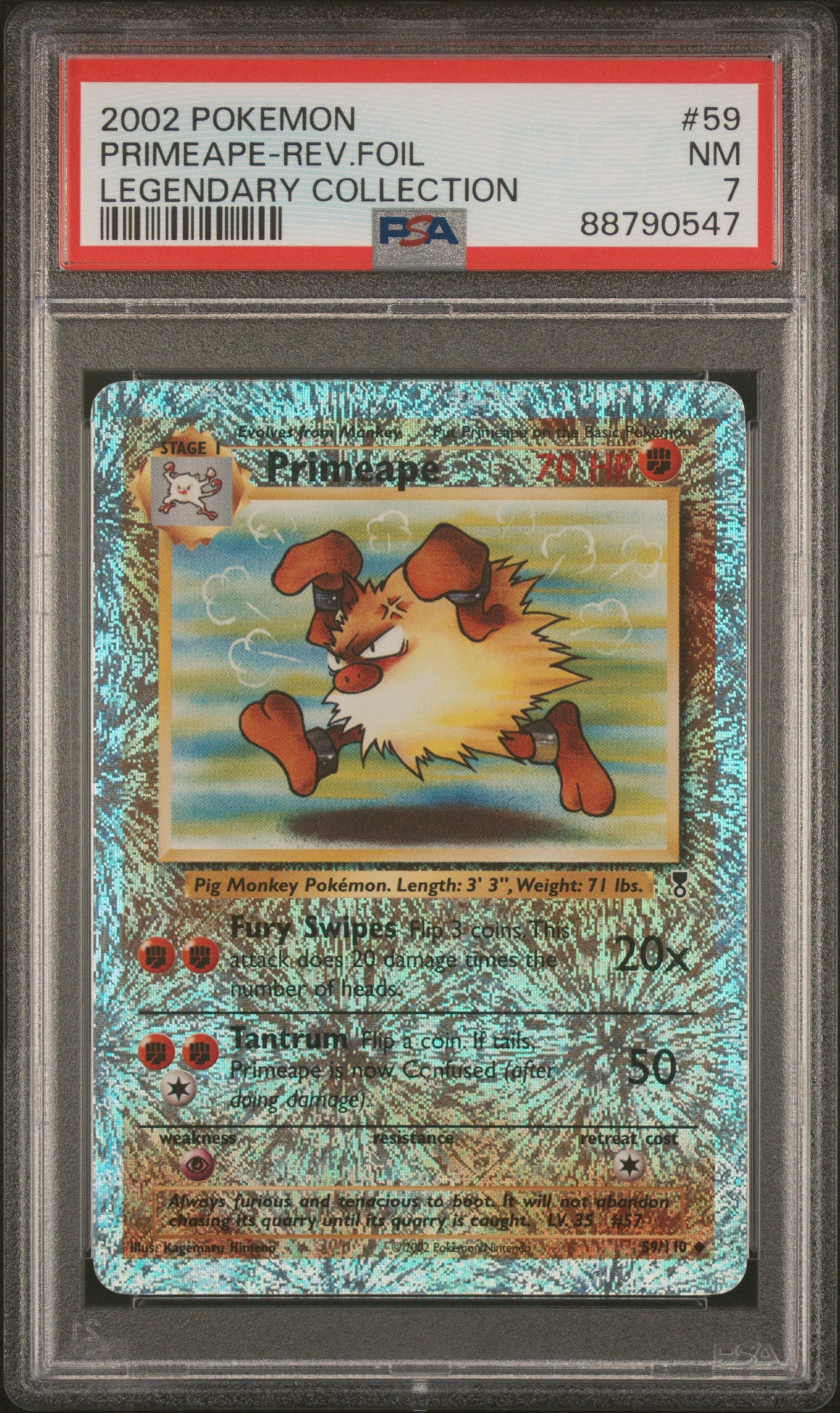 2002 Pokemon Legendary Collection #59 Primeape-Rev.Foil PSA 7