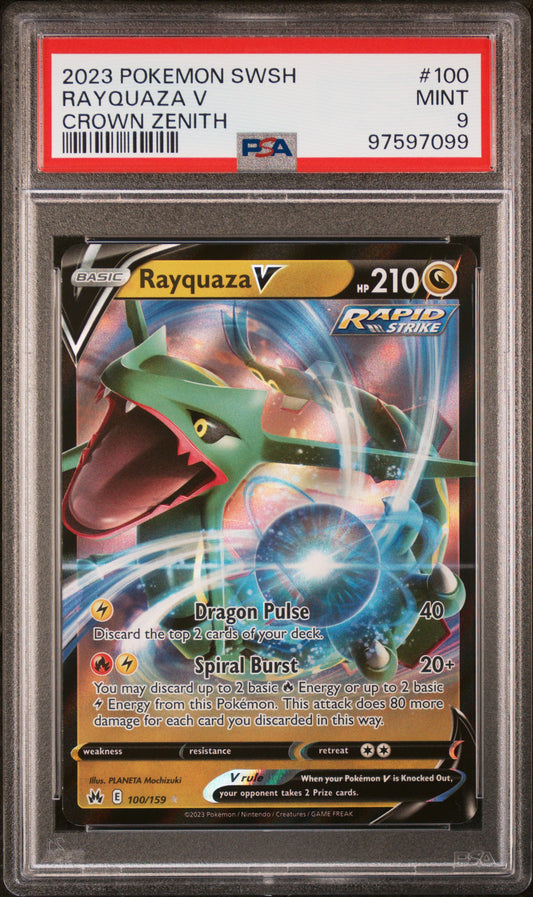 2023 Pokemon Sword And Shield Crown Zenith #100 Rayquaza V PSA 9