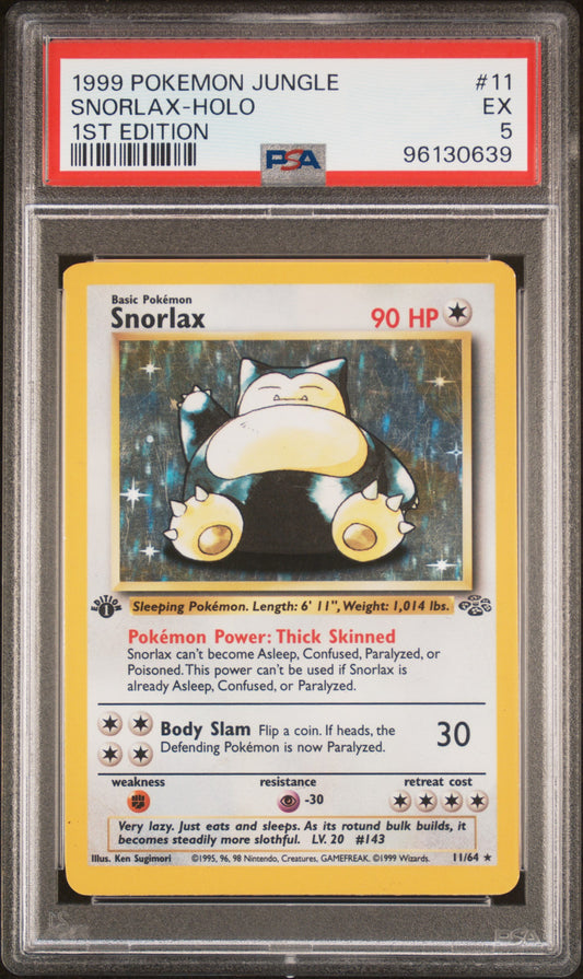 1999 Pokemon Jungle #11 Snorlax-Holo PSA 5