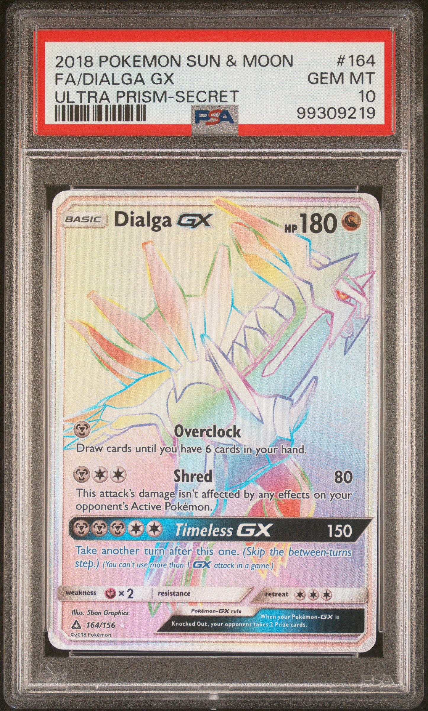 2018 Pokemon Sun & Moon Ultra Prism #164 Fa/Dialga Gx PSA 10