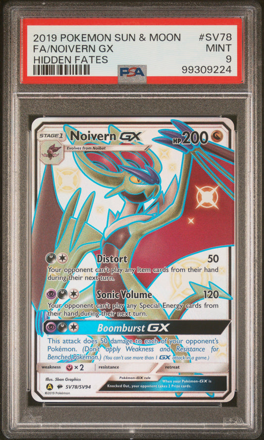 2019 Pokemon Sun & Moon Hidden Fates #SV78 Fa/Noivern Gx PSA 9