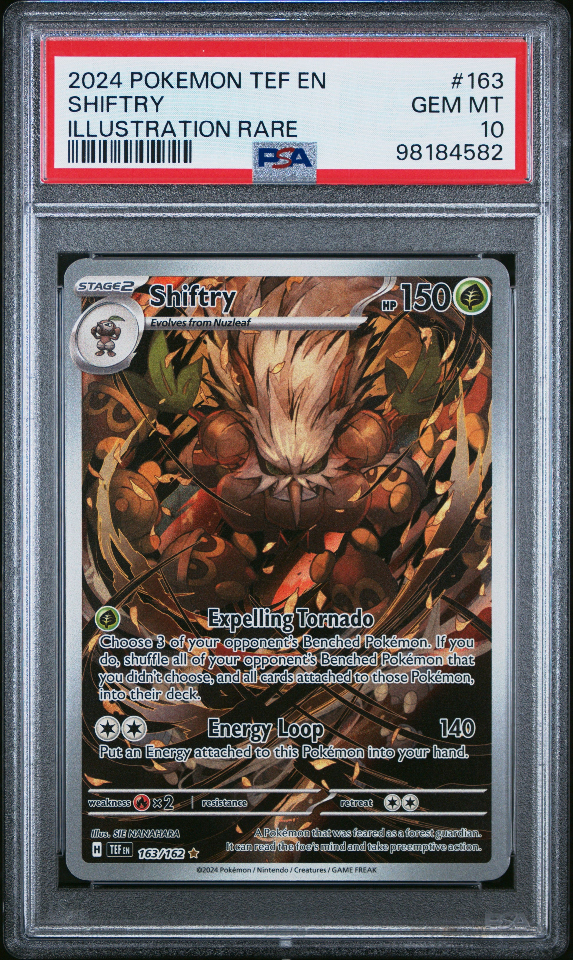 2024 Pokemon Tef En-Temporal Forces #163 Shiftry Illustration Rare PSA 10