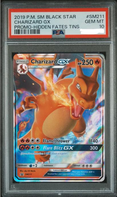 2019 Pokemon Black Star Promo #SM211 Charizard Gx Promo Hidden Fates  PSA 10