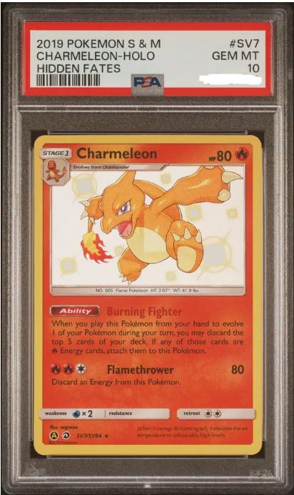 2019 Pokemon Sun & Moon Hidden Fates #SV7 Charmeleon-Holo Hidden Fates PSA 10