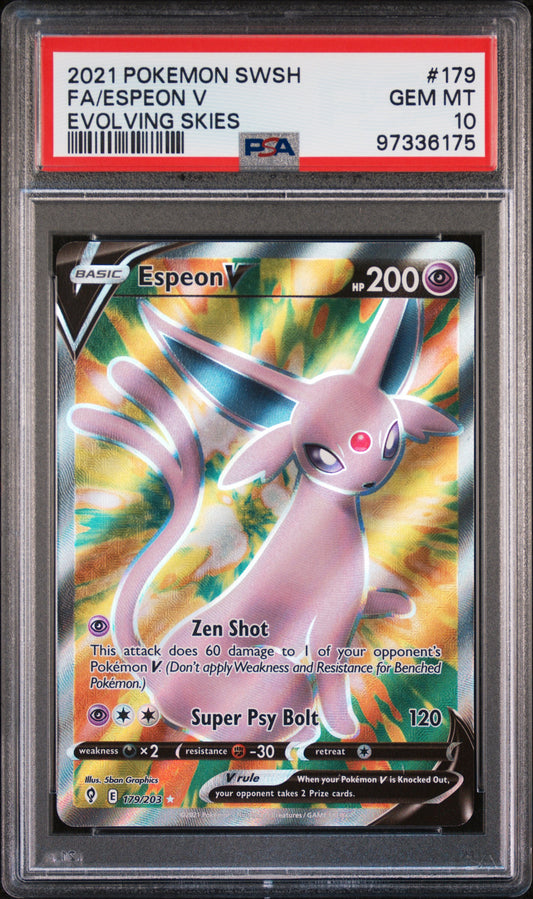 2021 Pokemon Sword & Shield Evolving Skies #179 Fa/Espeon V PSA 10