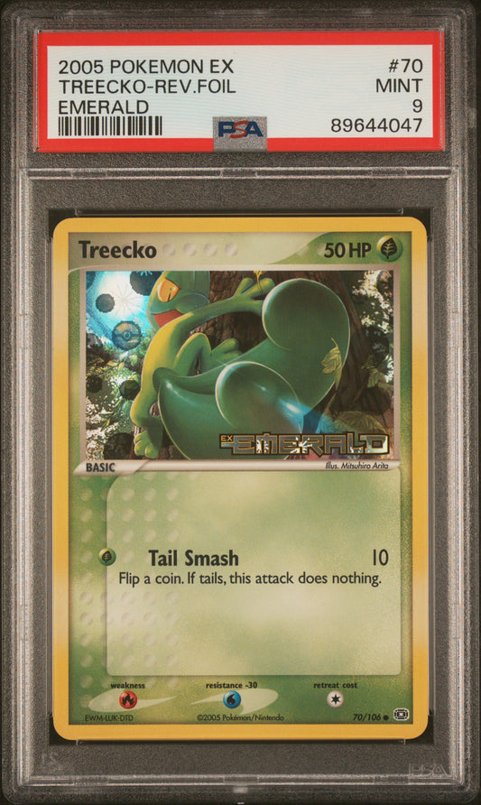 2005 Pokemon Ex Emerald #70 Treecko-Rev.Foil Emerald PSA 9