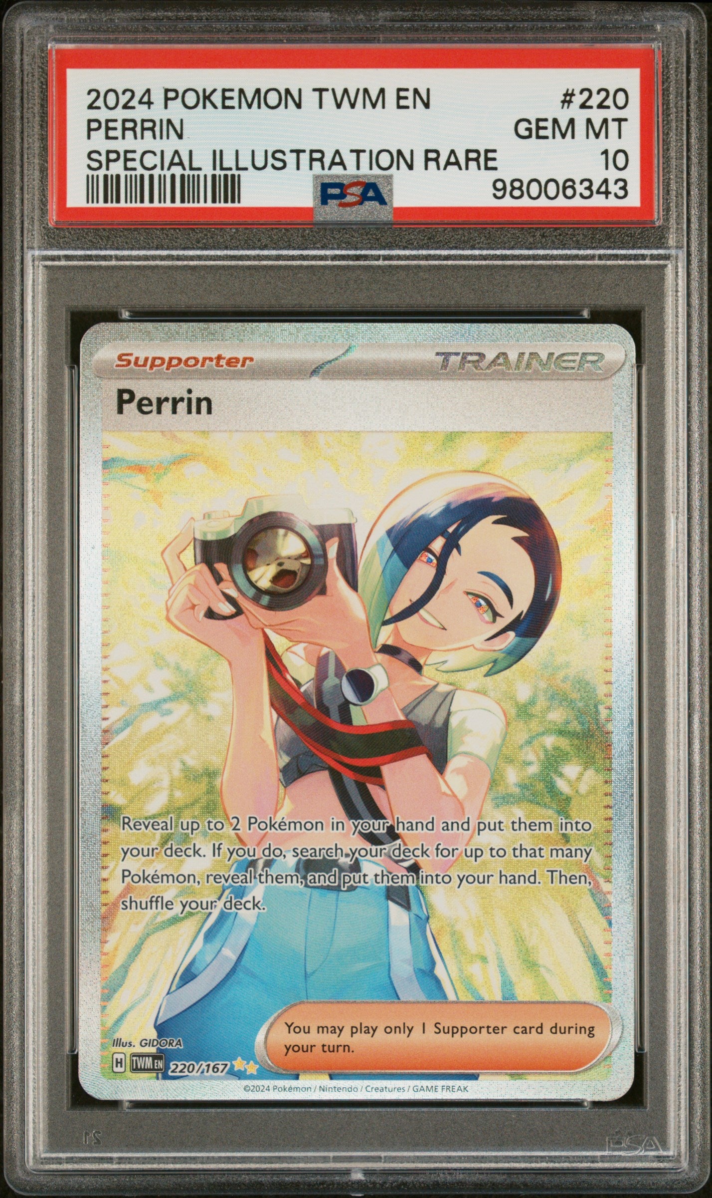 2024 Pokemon Twilight Masquerade #220 Perrin Special Illustration Rare PSA 10