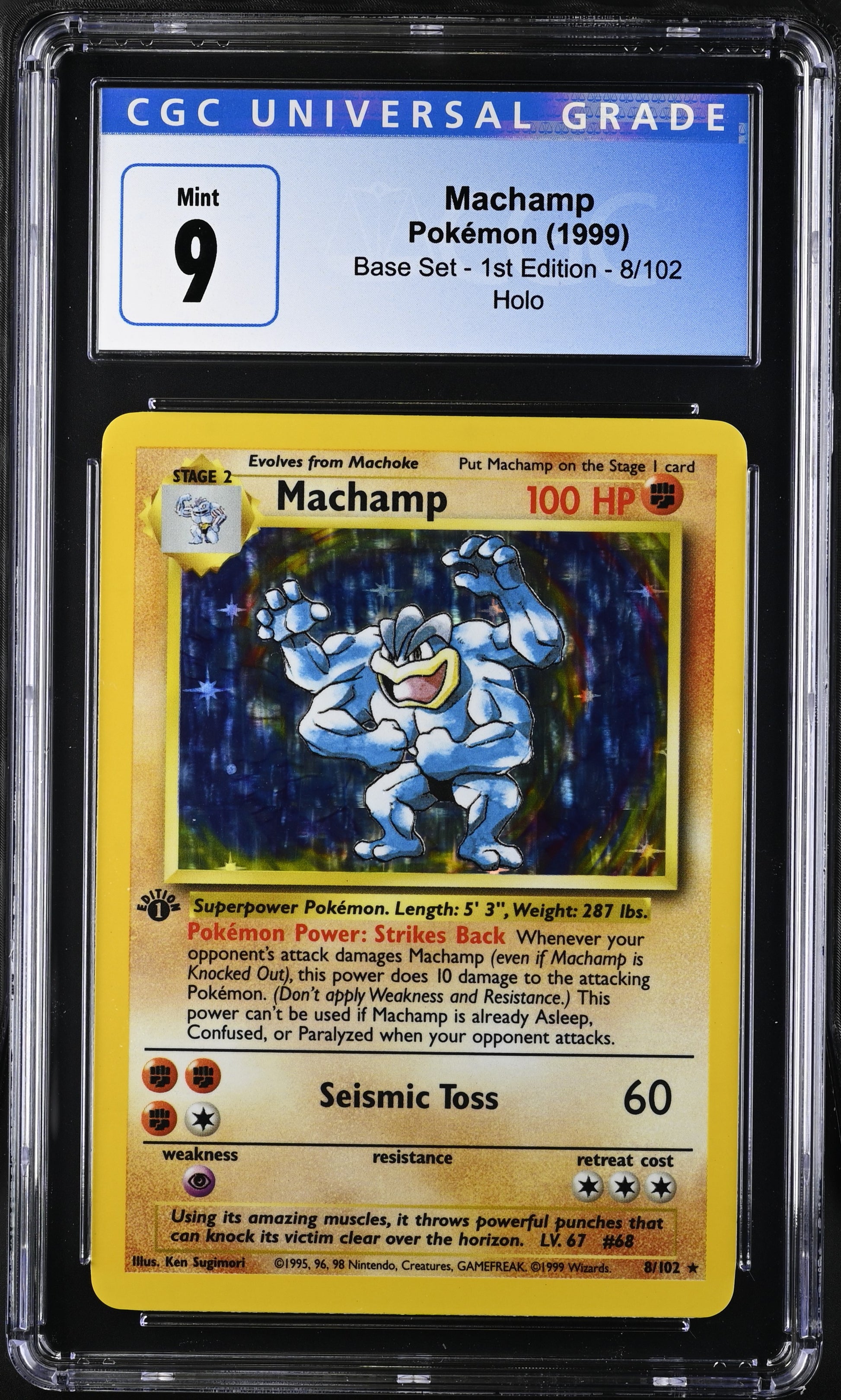 1999 Base Set - 1st Edition #8/102 Machamp CGC 9