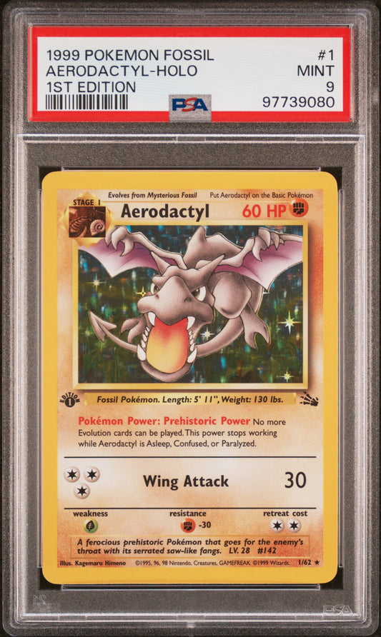 1999 Pokemon Fossil #1 Aerodactyl-Holo 1st Edition PSA 9