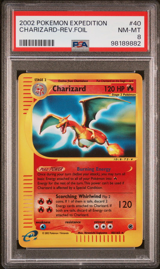 2002 Pokemon Expedition #40 Charizard-Rev.Foil PSA 8