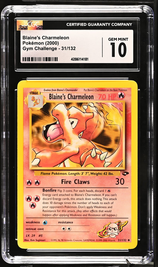 2000 Gym Challenge #31/132 Blaine's Charmeleon CGC Gem Mint 10