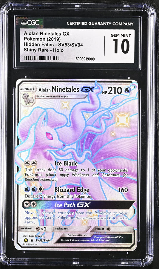 2019 Hidden Fates #SV53/SV94 Alolan Ninetales GX CGC GM10