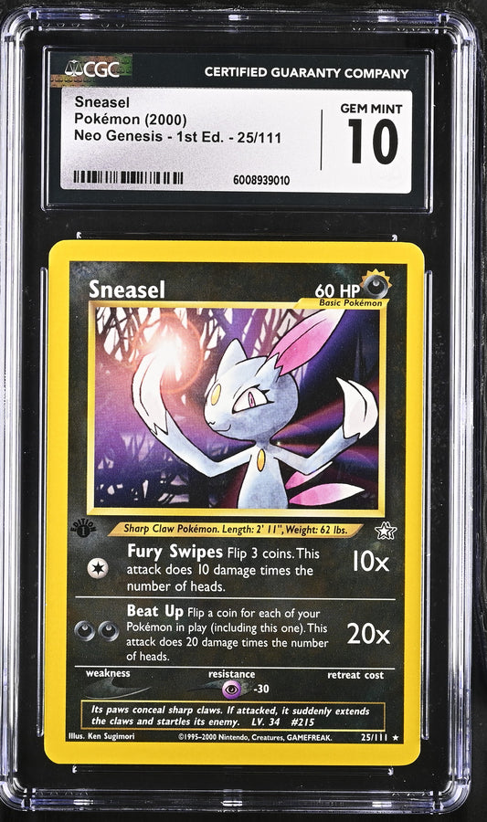 2000 Neo Genesis - 1st Ed. #25/111 Sneasel CGC Gem Mint 10