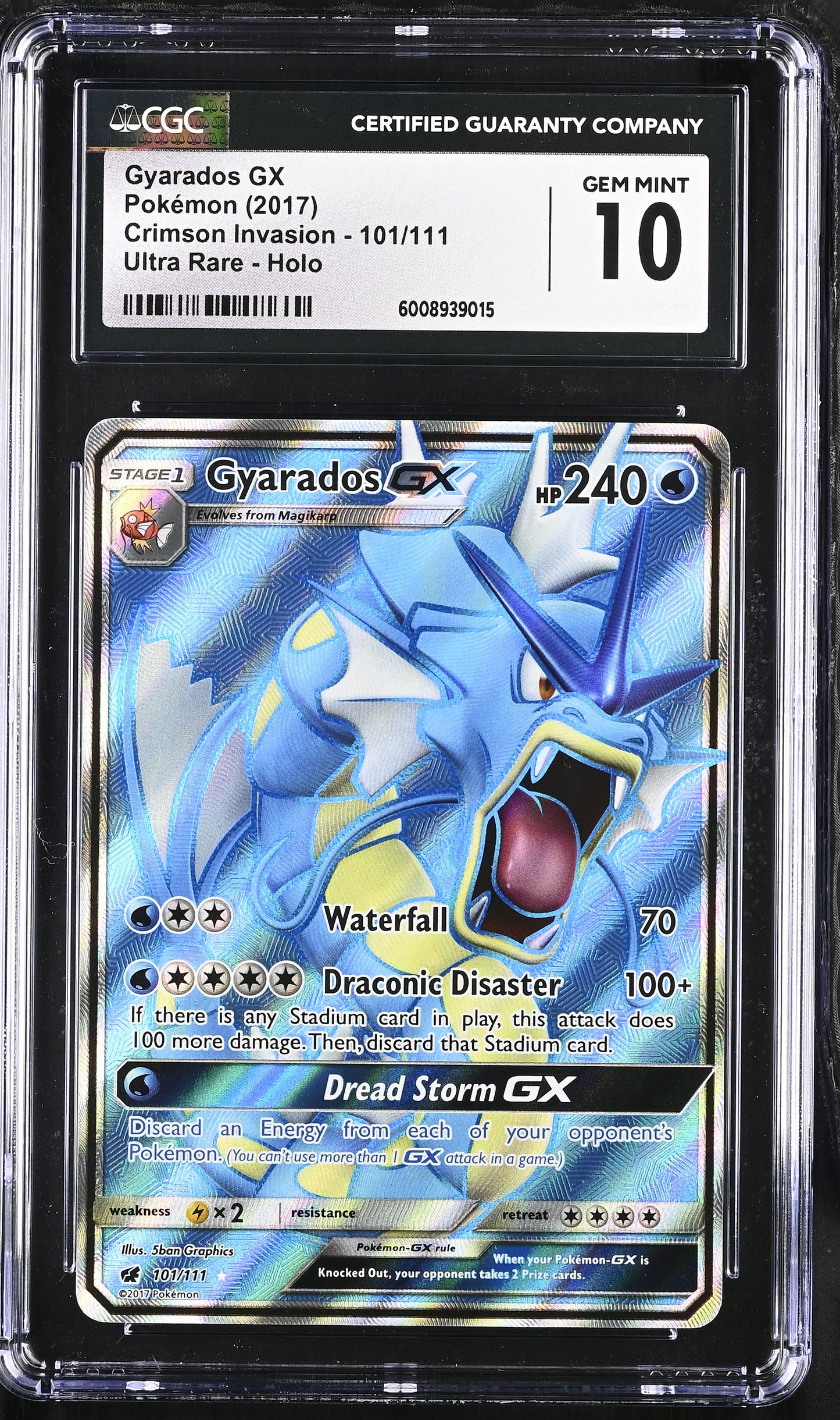 2017 Crimson Invasion #101/111 Gyarados GX CGC GM10