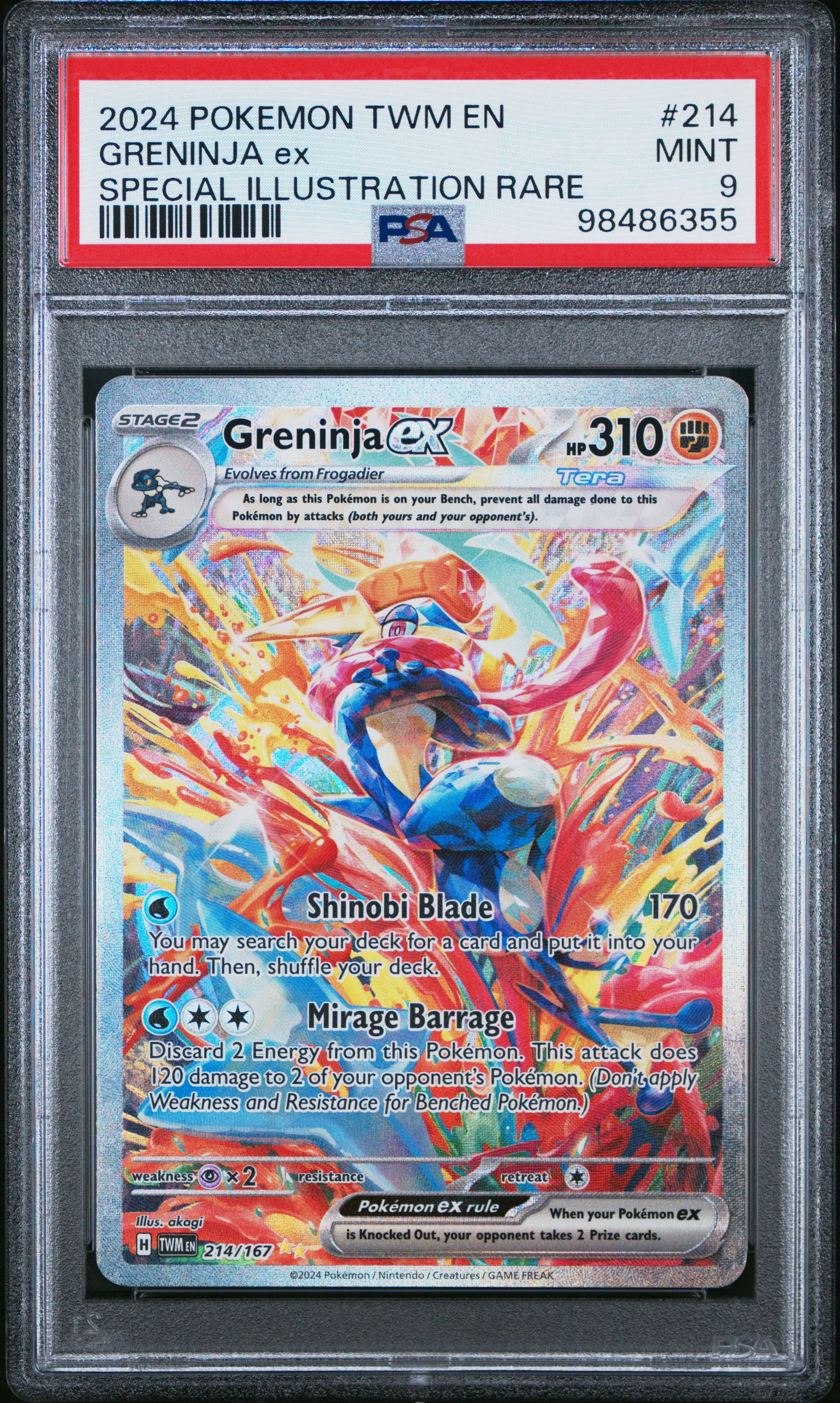 2024 Pokemon Twm En-Twilight Masquerade #214 Greninja Ex PSA 9