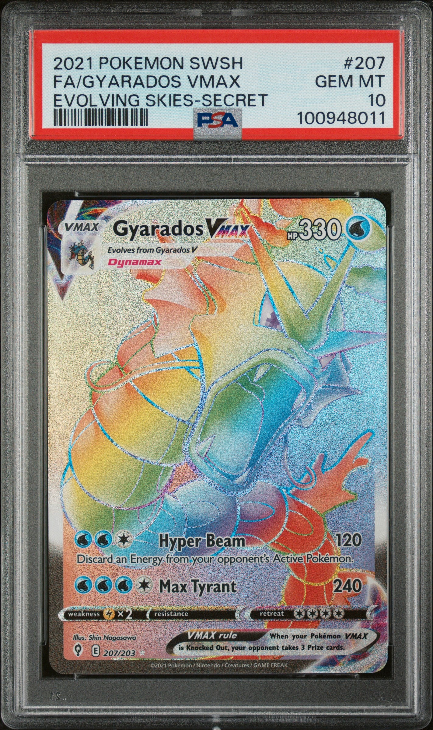 2021 Pokemon Sword & Shield Evolving Skies #207 Fa/Gyarados Vmax PSA 10