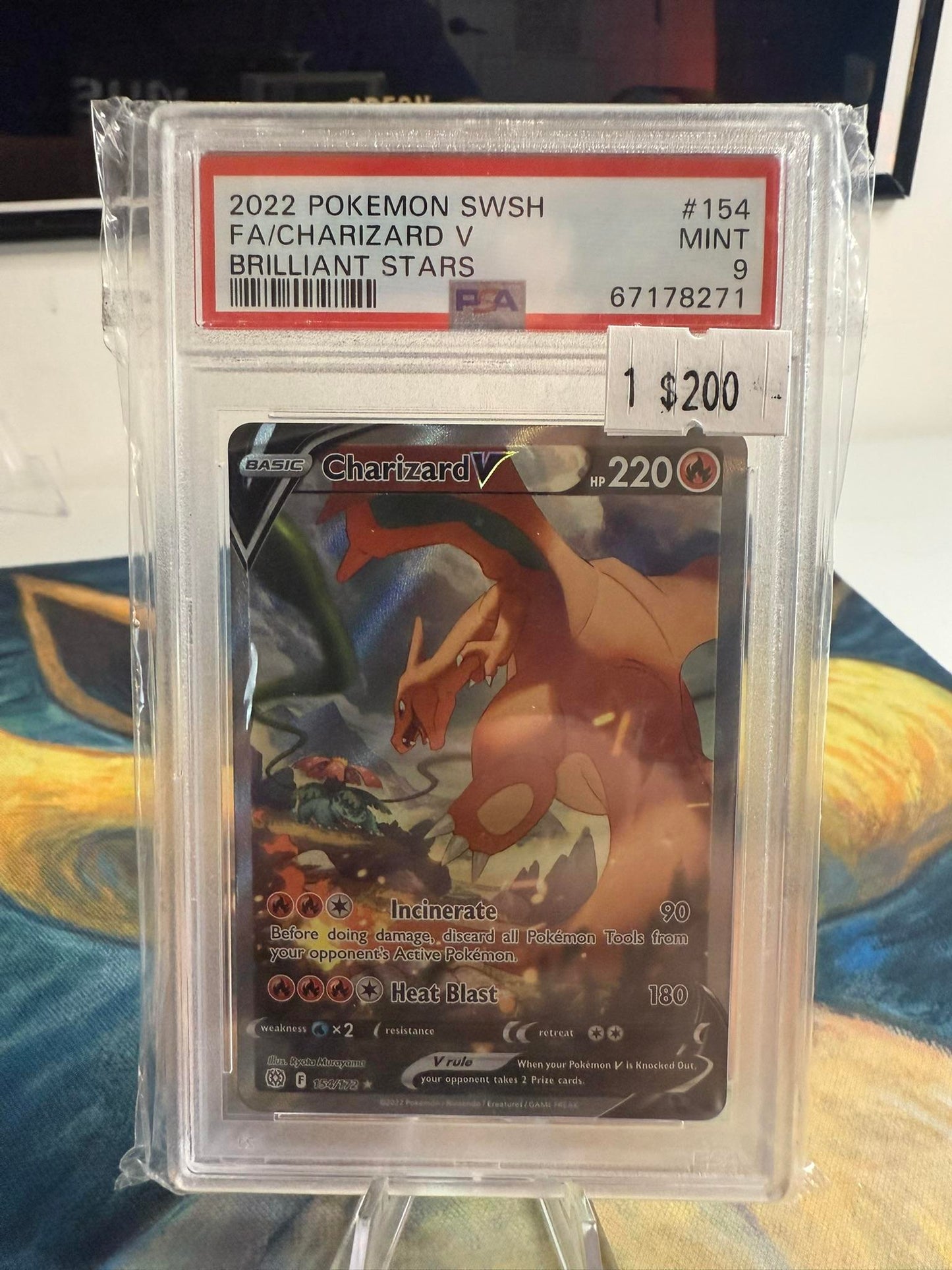 2022 Pokemon Sword & Shield Brilliant Stars #154 Fa/Charizard V PSA 9