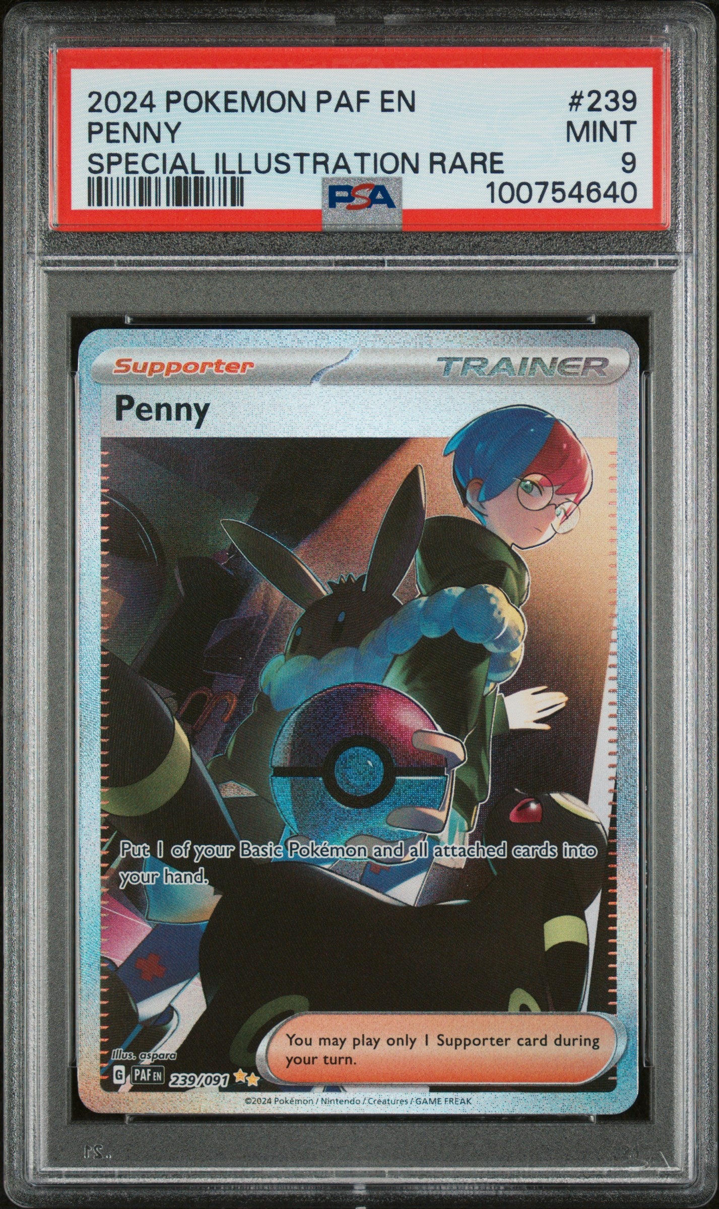 2024 Pokemon Paf En-Paldean Fates #239 Penny PSA 9