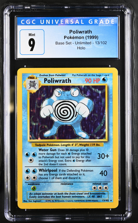 1999 Base Set #13/102 Poliwrath CGC 9