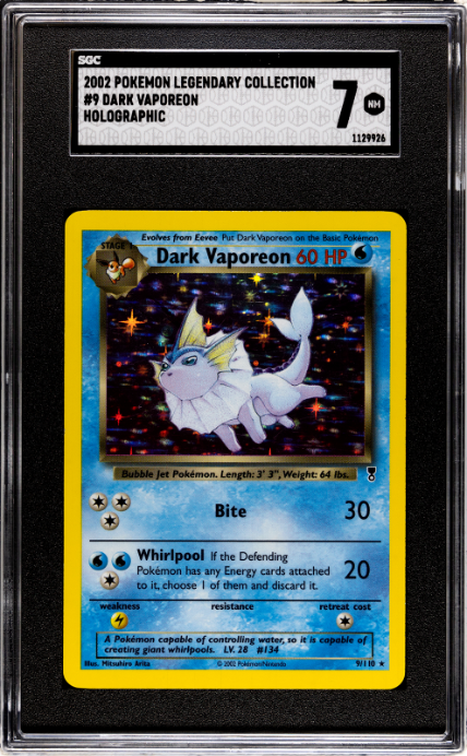 2002 Pokemon Legendary Collection #9 Dark Vaporeon SGC 7