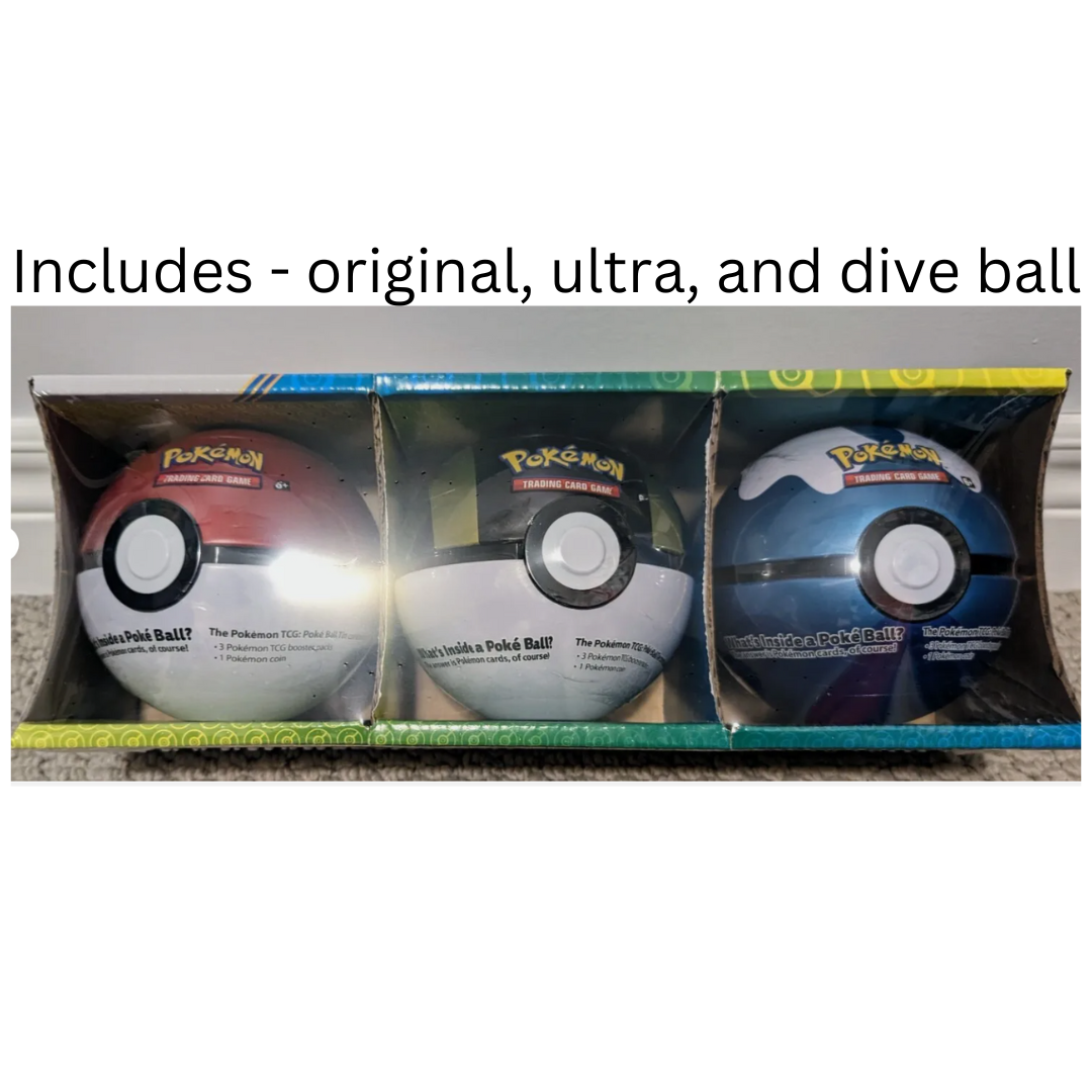 Pokémon TCG Pokeball Tins - 2020 Costco Pack - 3 pack sealed - Dive & Ultra Ball